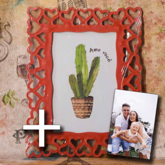 Portarretrato con borde de corazones 10×15 cms + Foto